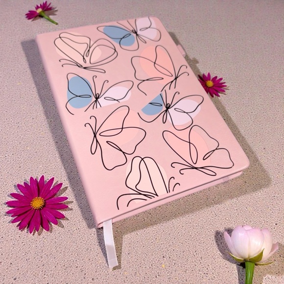 Pink Butterfly Patterned Notebook - Picture 1 of 3